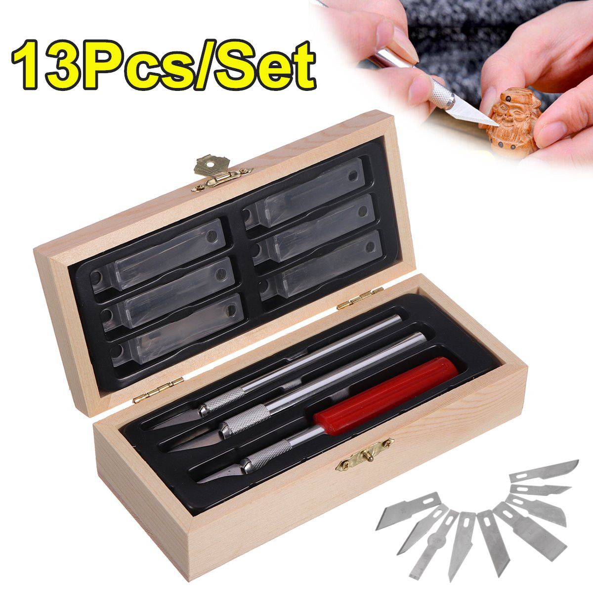 13PcsSet-Carving-Craft-Knive-Pen-Engraving-Blade-Wood-Cutter-Repair-Hand-Tools-Kit-1707554