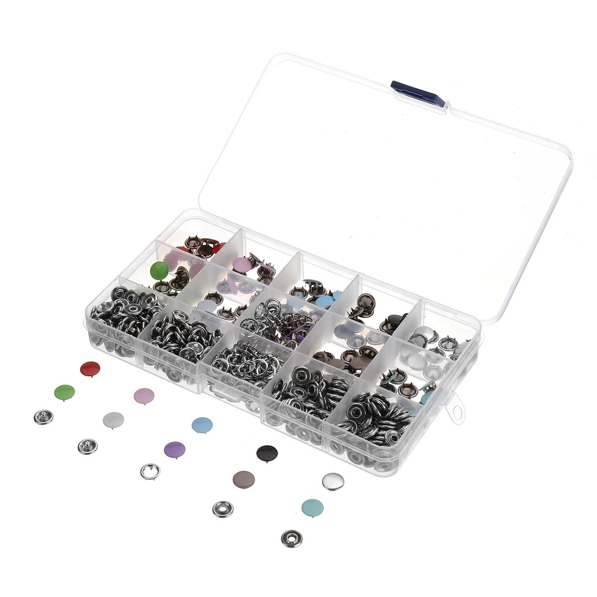 150-Sets-Stainless-Steel-Buttons-Snaps-Fasteners-Dummy-Clips-Press-Studs-10-Colors-1451584