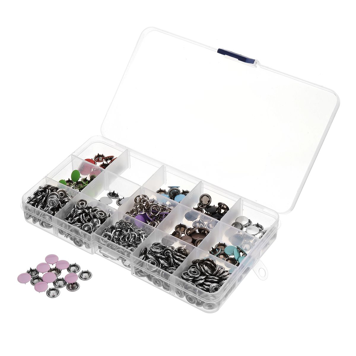 150-Sets-Stainless-Steel-Buttons-Snaps-Fasteners-Dummy-Clips-Press-Studs-10-Colors-1451584