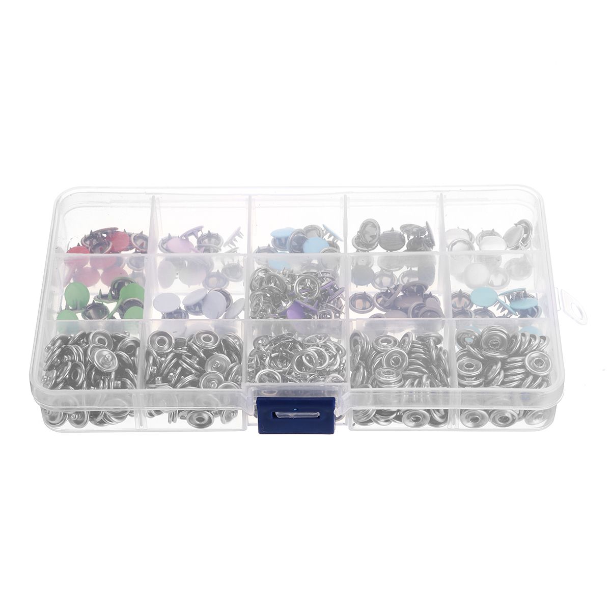 150-Sets-Stainless-Steel-Buttons-Snaps-Fasteners-Dummy-Clips-Press-Studs-10-Colors-1451584