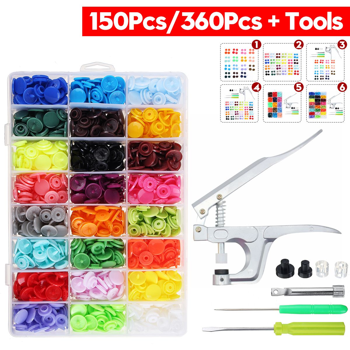 150Pcs360Pcs-Resin-Plastic-Buttons1524-Colors--1-Set-Press-Pliers-1704405