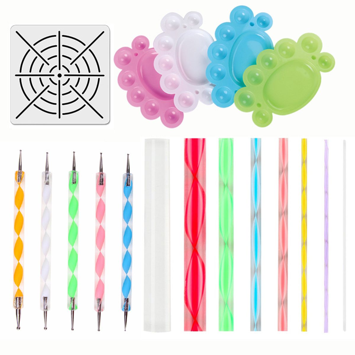 15pcs-Mandala-Dotting-Painting-Rocks-Drawing-Pen-Stencil-Paint-Tray-Tools-Kit-DIY-1448927