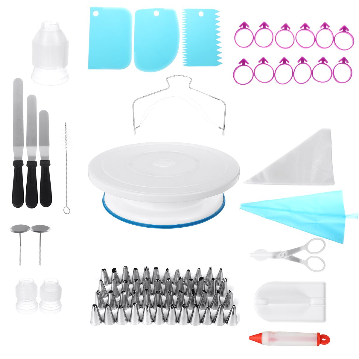 186Pcs-Cake-Decorating-Tool-Kit-Baking-Fondant-Supplies-Turntable-Bag-Tip-Nozzle-1765683