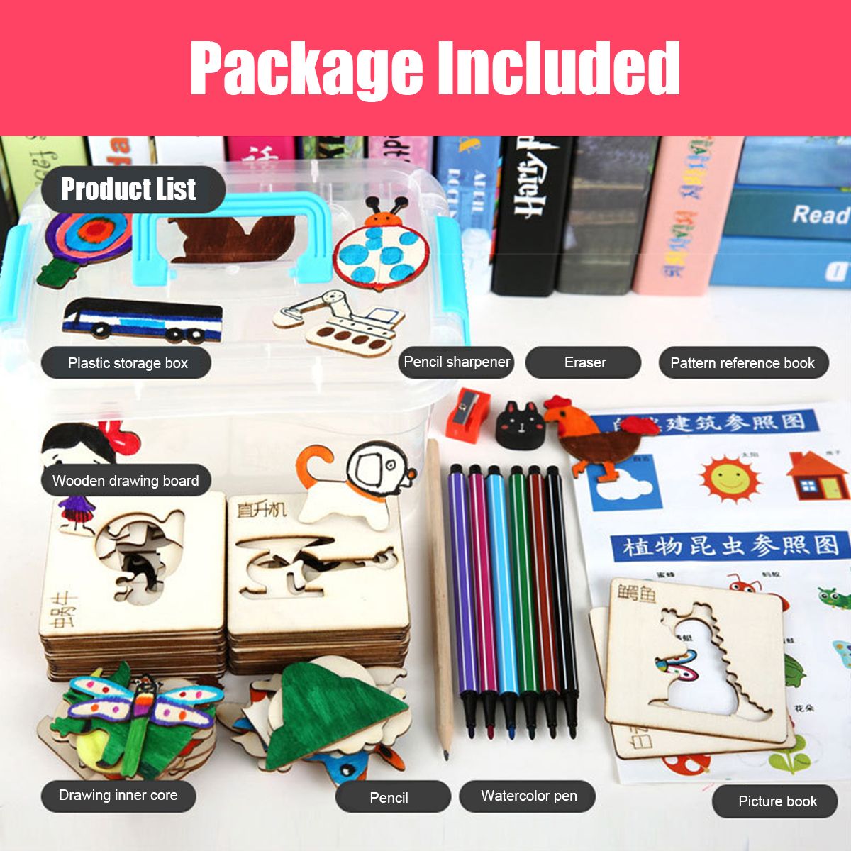 243660x-Color-Painting-Tools-Kit-Painting-Template-Graffiti-Kid-Handmade-Wooden-Toy-1658630