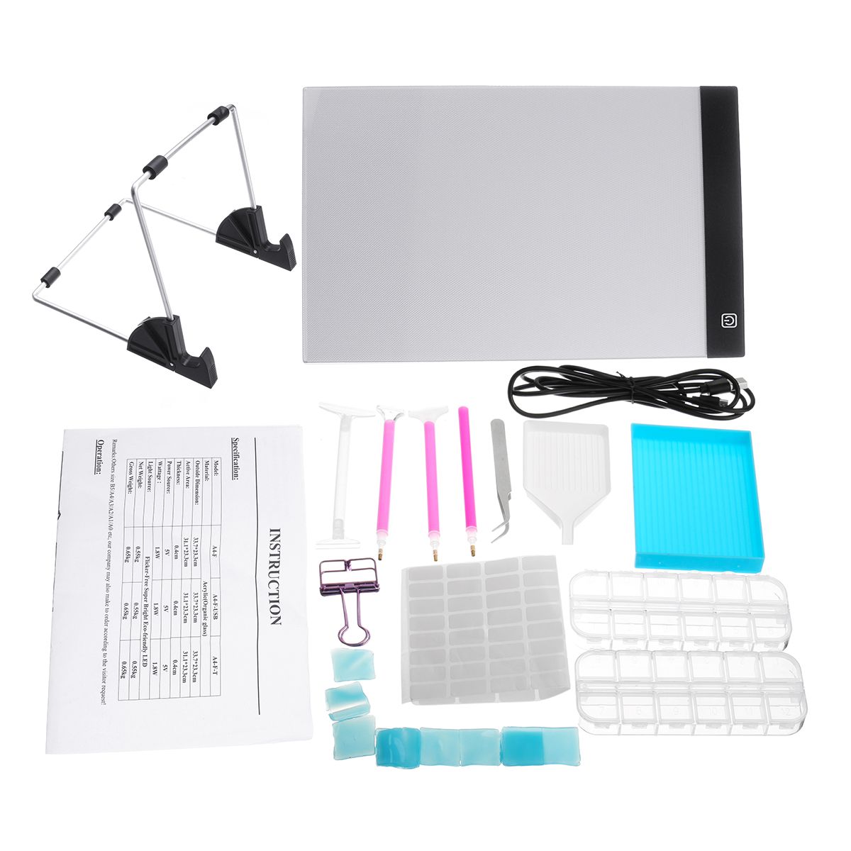 24xA4-LED-Pad-Tablet-Board-5D-Diamond-Painting-Tools-Kit-Embroider-Cross-Stitch-1448932