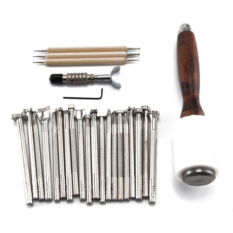 25PCS-Manual-Leather-Craft-Stamping-Carved-Wooden-Hammer-Embossing-Tools-Kit-Set-1762834