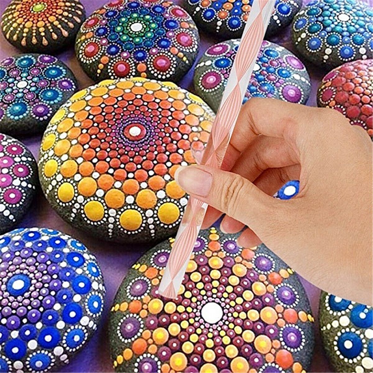 25pcs-Mandala-Dotting-Tools-Rock-Painting-Kit-Dot-Art-Rock-Pen-Paint-Stencil-1613975