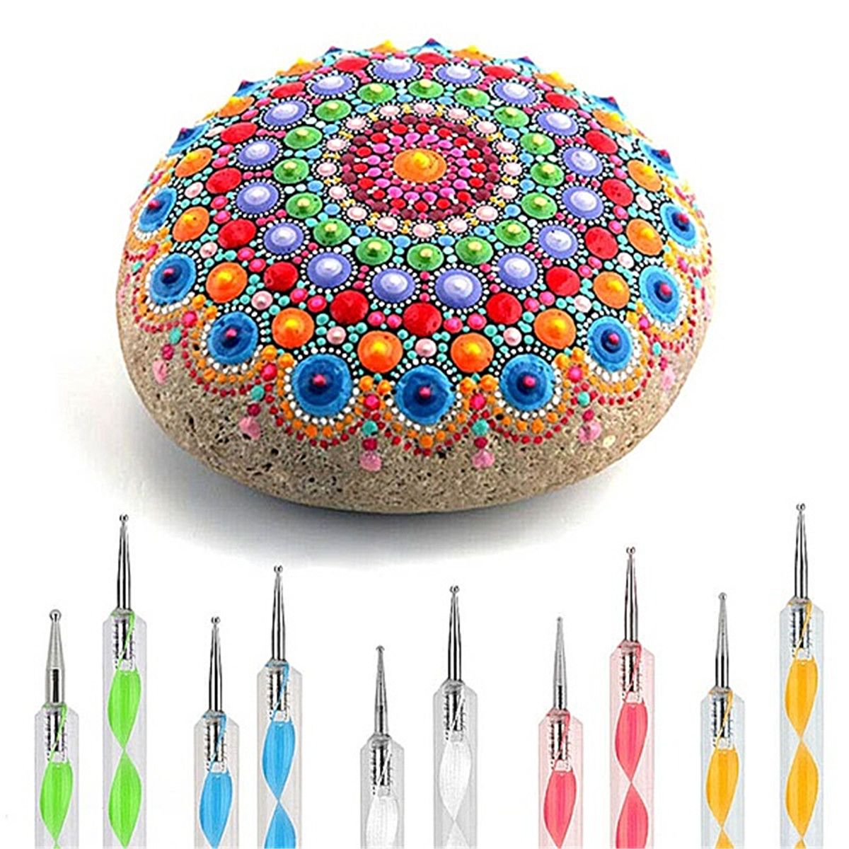 25pcs-Mandala-Dotting-Tools-Rock-Painting-Kit-Dot-Art-Rock-Pen-Paint-Stencil-1613975
