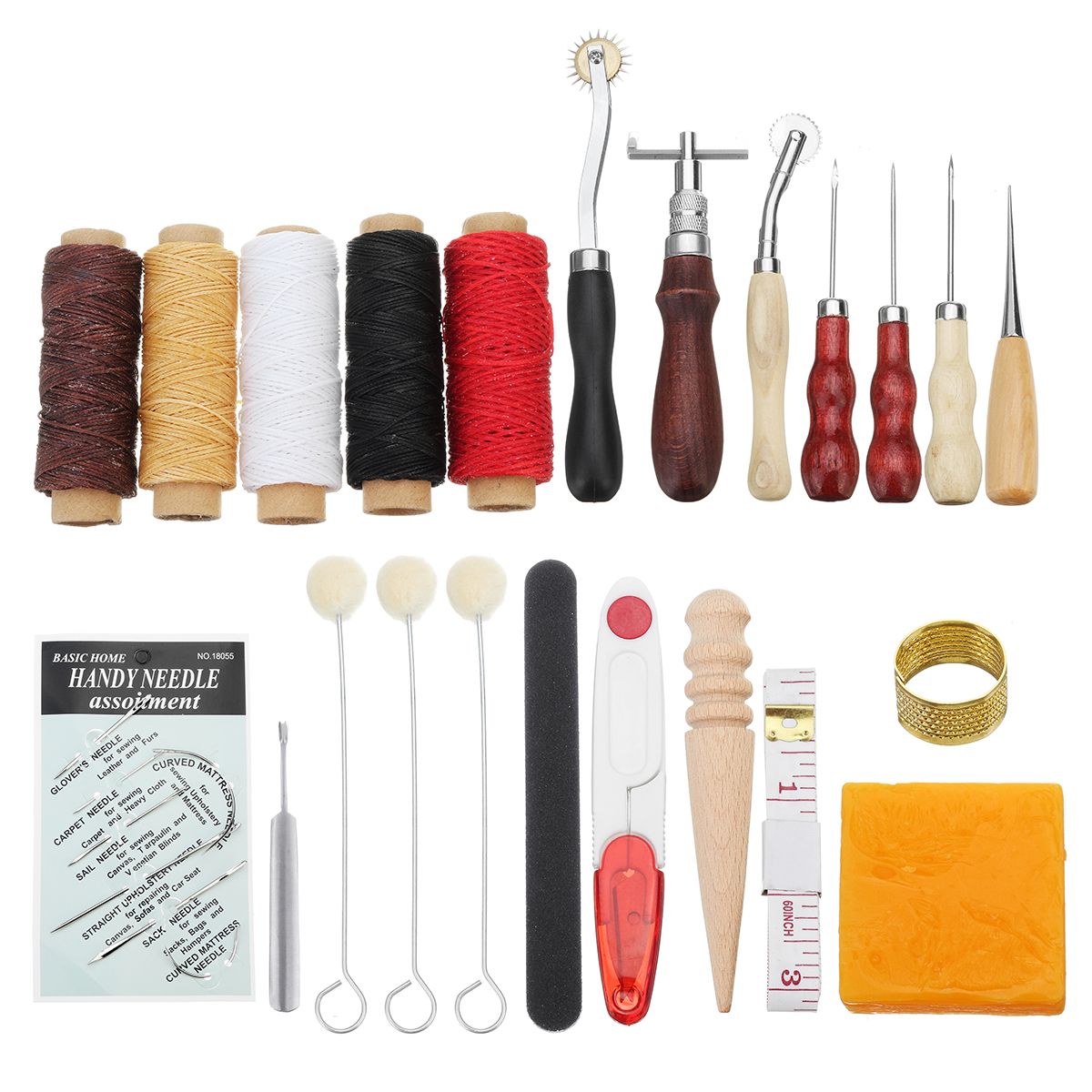 31Pcs-Sewing-Kit-Needle-Thread-Cutter-Leather-Hollow-Awl-Polish-Tool-Handcraft-1476985