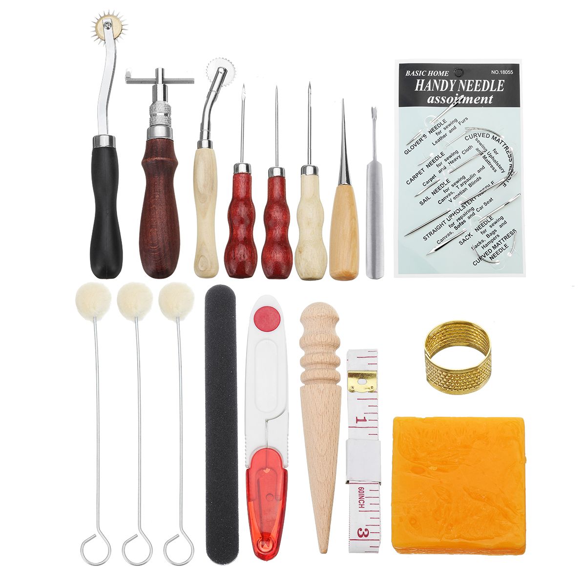 31Pcs-Sewing-Kit-Needle-Thread-Cutter-Leather-Hollow-Awl-Polish-Tool-Handcraft-1476985