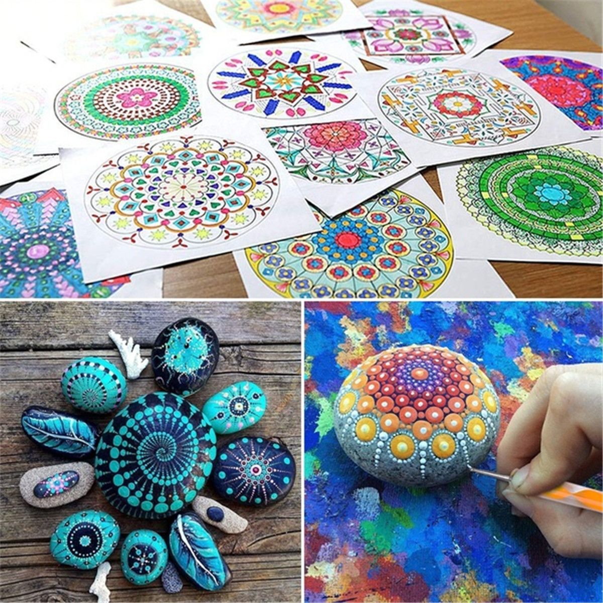 34pcs-Mandala-Dotting-Tools-SET-Rock-stone-dot-Art-Painting-Pen-Paint-Stencil-1688982