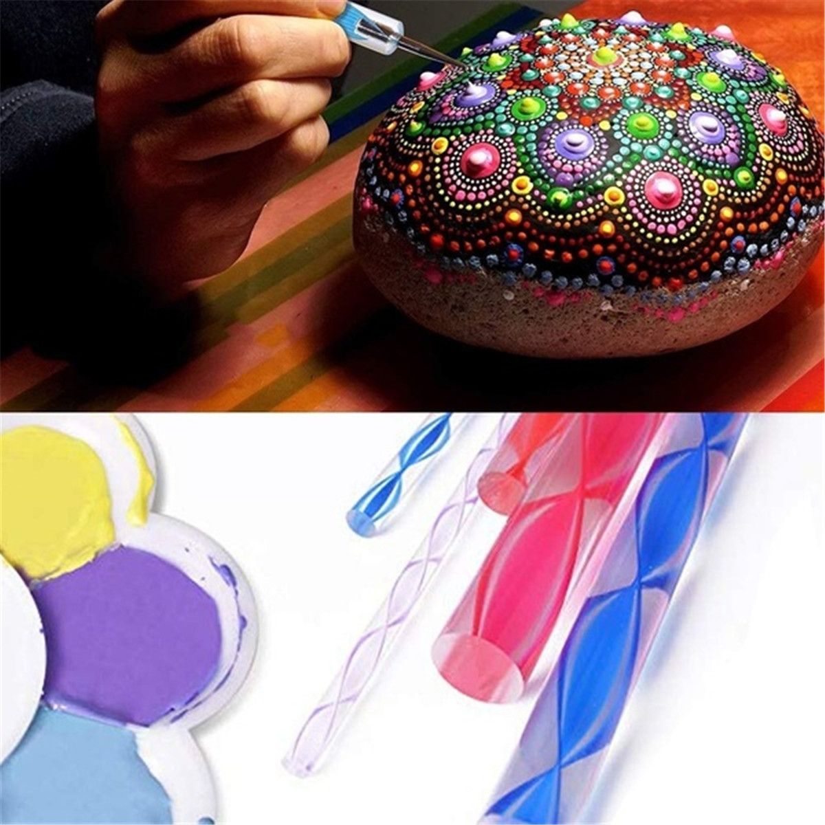 34pcs-Mandala-Dotting-Tools-SET-Rock-stone-dot-Art-Painting-Pen-Paint-Stencil-1688982