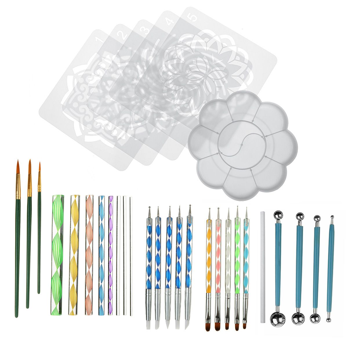 34pcs-Mandala-Dotting-Tools-SET-Rock-stone-dot-Art-Painting-Pen-Paint-Stencil-1688982