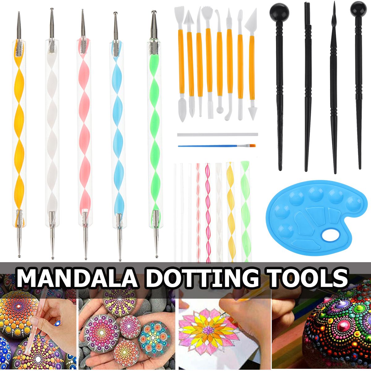 37PCS-Mandala-Dotting-Tools-Painting-Kit-Art-Pen-Stencil-Brush-Tray-Supplies-1703467