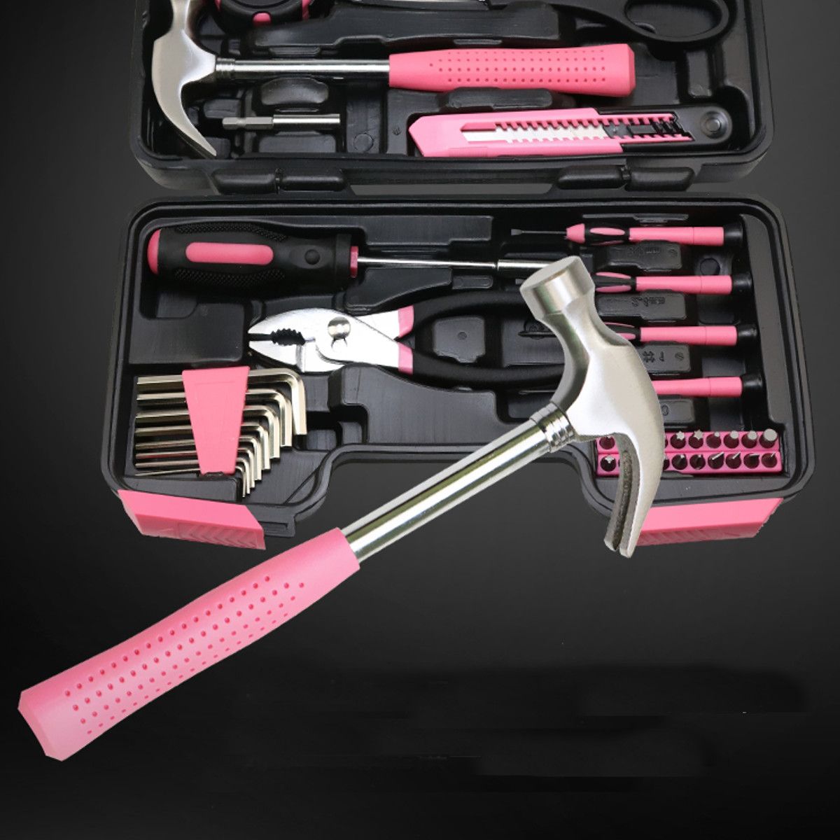 39PCS-Tool-Set-General-Household-Hand-Tool-Kit-Pink-with-Plastic-Toolbox-1706312