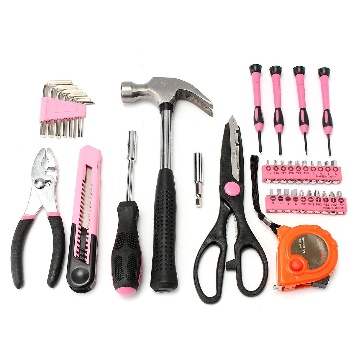 39Pcs-Pink-Repair-Tool-Set-Household-Kit-Womens-Ladies-Carrying-Toolbox-Repair-Box-Case-1288027