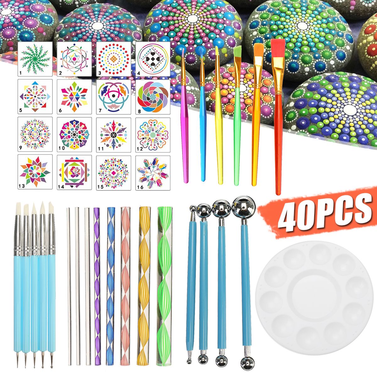 40Pcs-Mandala-Dotting-Tools-Set-Kit-Painting-Rocks-Stone-Art-Pen-Paint-Stencil-Tools-Kit-1725544