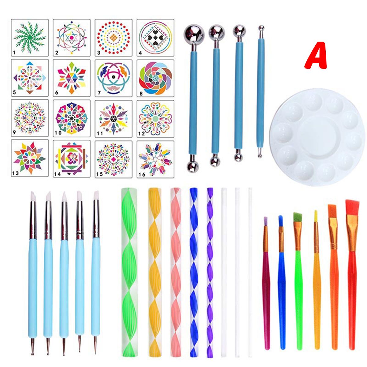 40Pcs-Mandala-Dotting-Tools-Set-Kit-Painting-Rocks-Stone-Art-Pen-Paint-Stencil-Tools-Kit-1725544