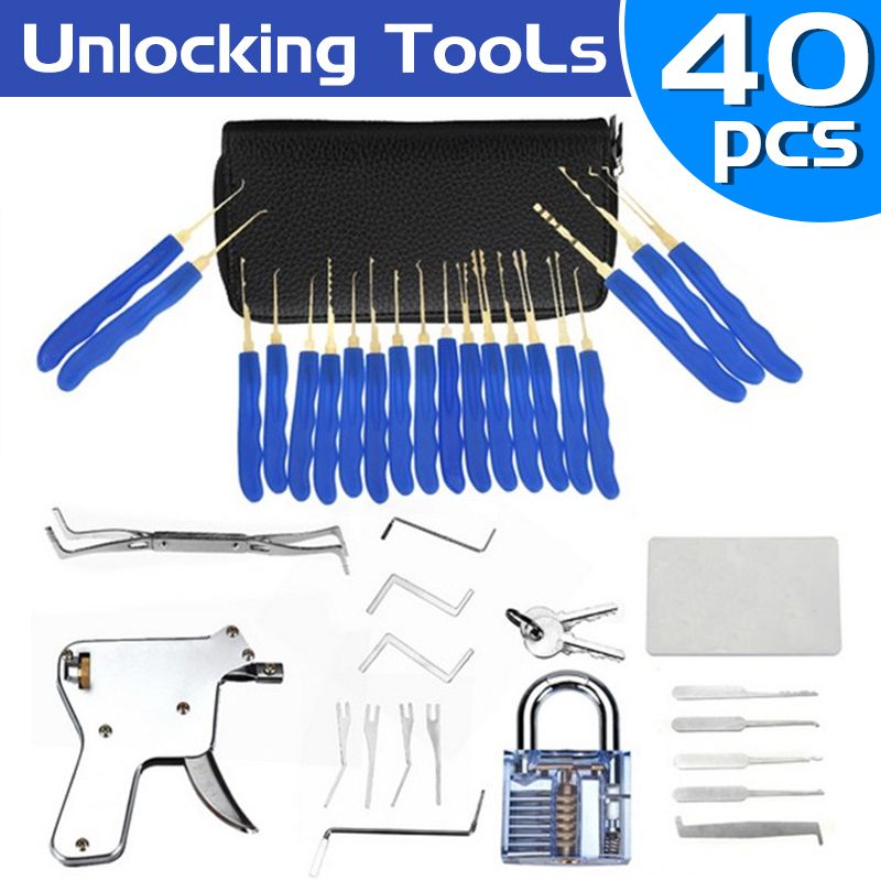 40Pcs-Unlocking-Practice-Training-Lock-Key-Extractor-Padlock-Lockpick-Tool-Kit-1677707