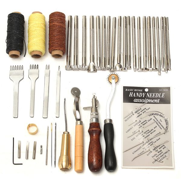 48-Pcs-Leather-Craft-Tools-Kit-Hand-Sewing-Stitching-Punch-Carving-Work-Saddle-1133120