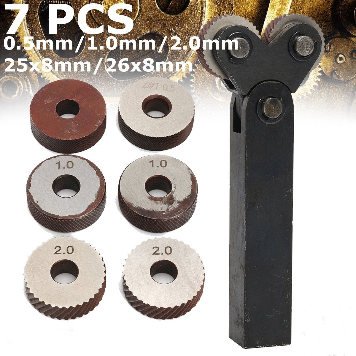 7pcs-Knurling-Knurler-Tool-Diagonal-Wheel-Linear-Knurl-Set-05-2mm-Pitch-1205335