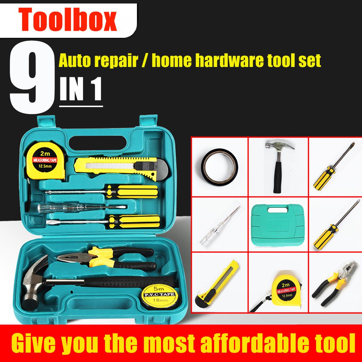 9-in-1-Tool-Box-Set-Home-Garden-Mending-Repair-Mini-Hardware-Tools-Hammer-Screwdrivers-Tape-Set-1392154