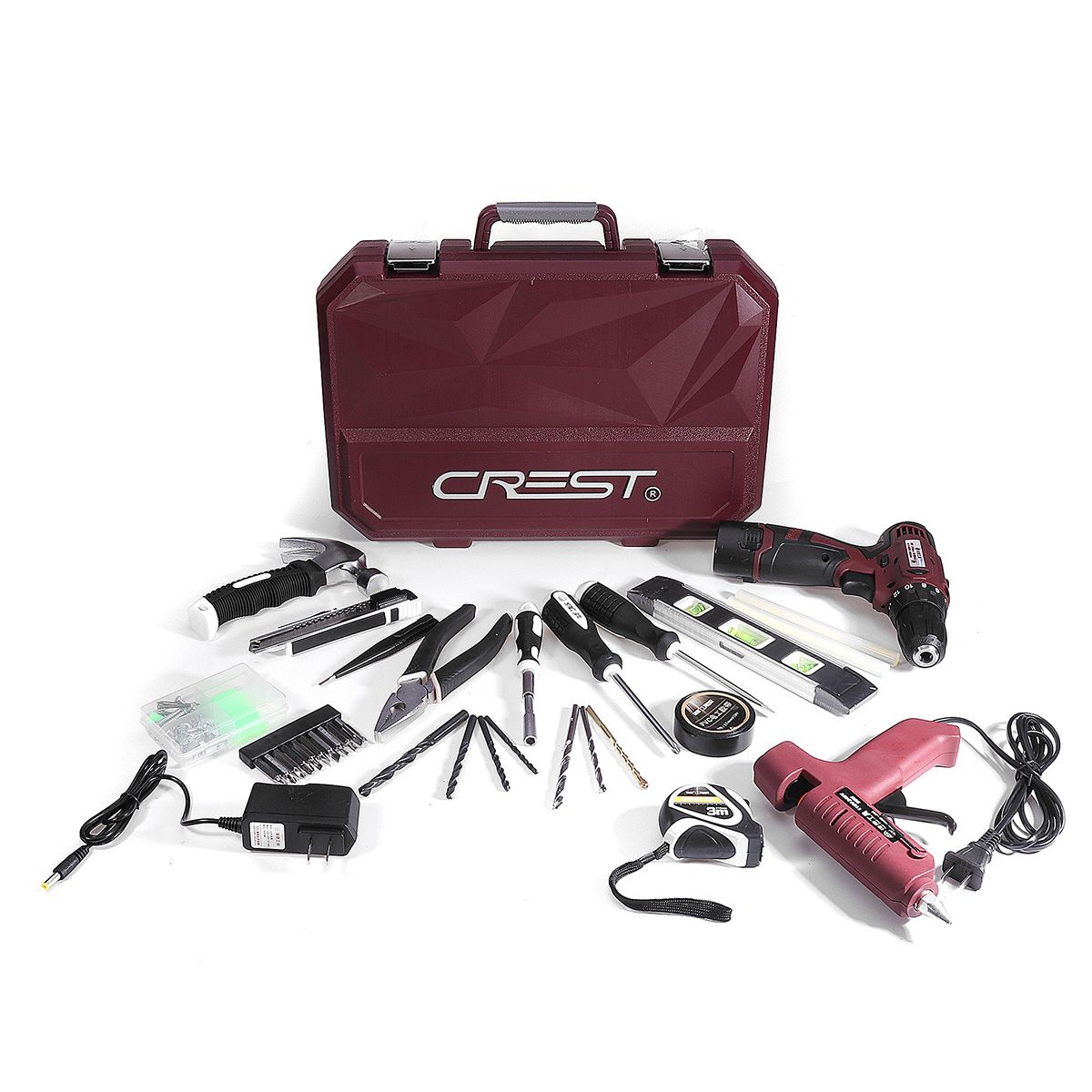 CREST-Professional-Red-12V-Lithium-Electric-Power-Drill-Set-with-Plastic-Toolbox-1713142