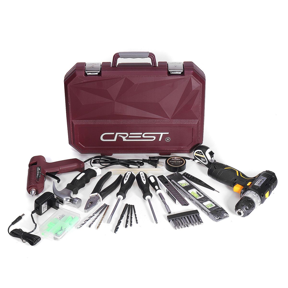 CREST-Professional-Red-12V-Ugraded-Lithium-Electric-Power-Drill-Set-with-Plastic-Toolbox-1713221