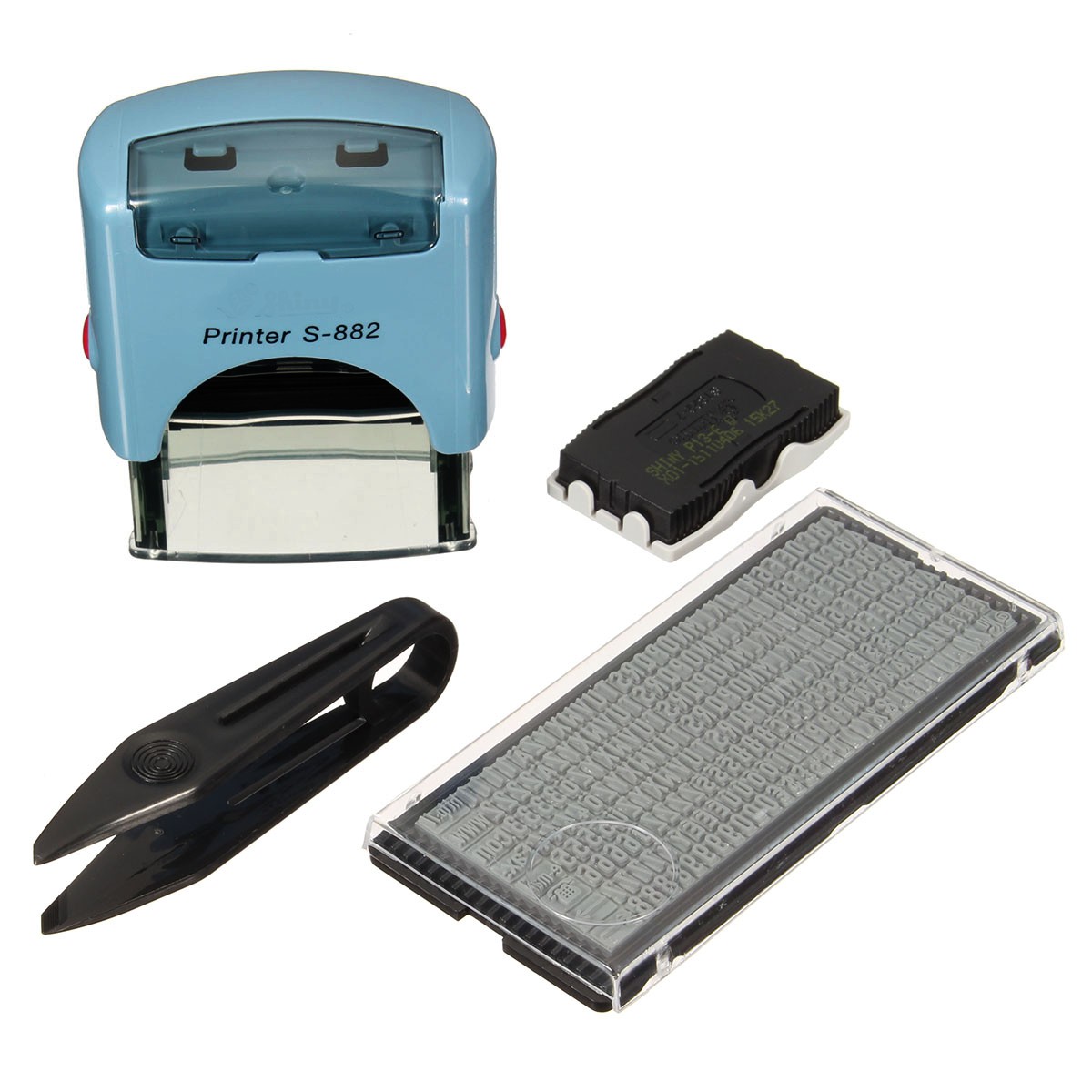 Custom-Personalised-Business-Name-Address-DIY-Self-Inking-Rubber-Stamp-Kit-Suit-1092341