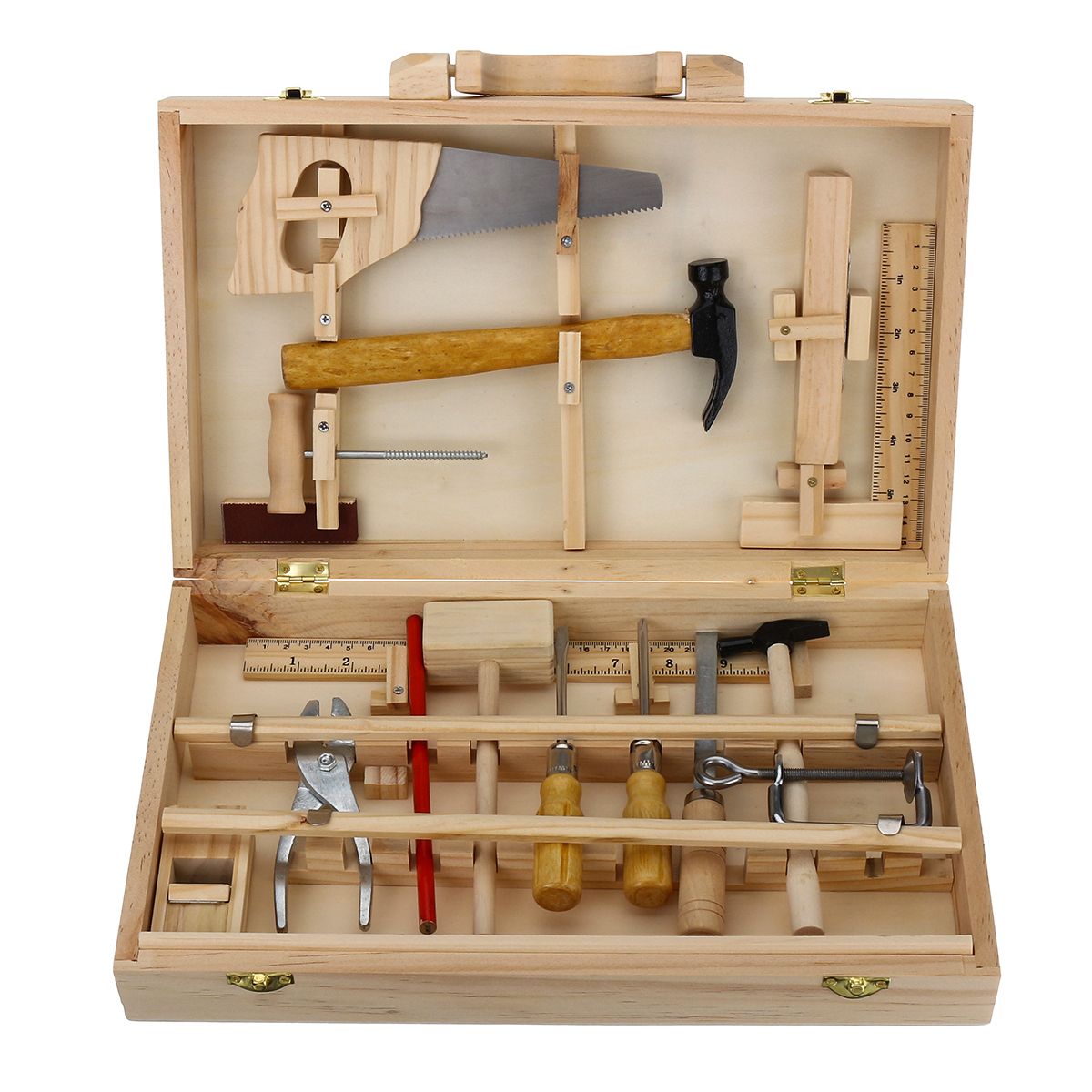 Kid-Wooden-Storage-Toy-Tool-Set-ToolBox-DIY-Educational-Bench-Learning-Role-Play-1253694