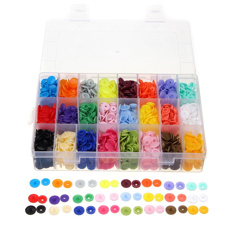 Snap-Plier--360-Set-T5-Snap-Plastic-Buttons-Fastener-24-Colors-Poppers-DIY-Mix-1274203
