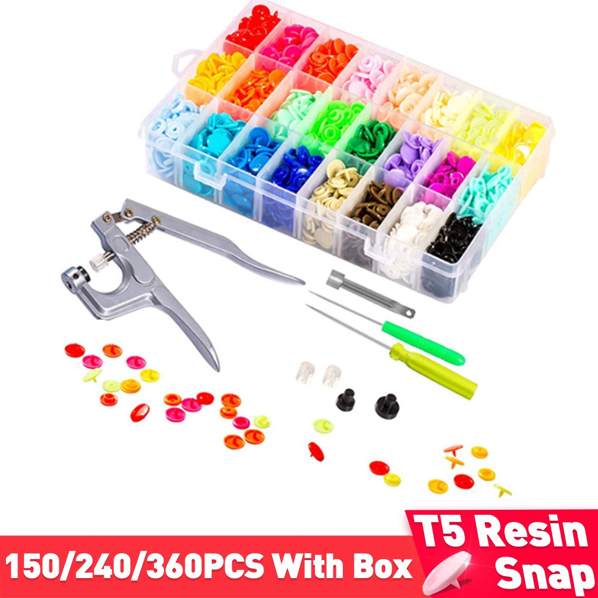 T5-Plastic-Fastener-Snap-150240360Pcs-Closures-Buttons-for-Cloth-Resin-Press-1708775