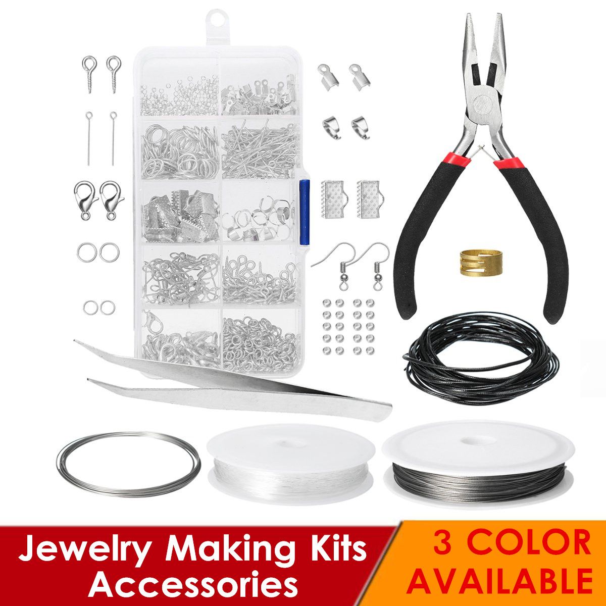 Wire-Jewelry-Making-Starter-Kit-Sterling-Repair-Tools-Craft-Supplies-Set-3-Color-1396091