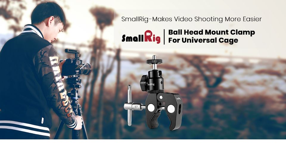 SmallRig-1124-Clamp-Mount-with-14quot-Screw-Ball-Head-Mount-Hot-Shoe-Adapter-Cool-Clamp-1733473