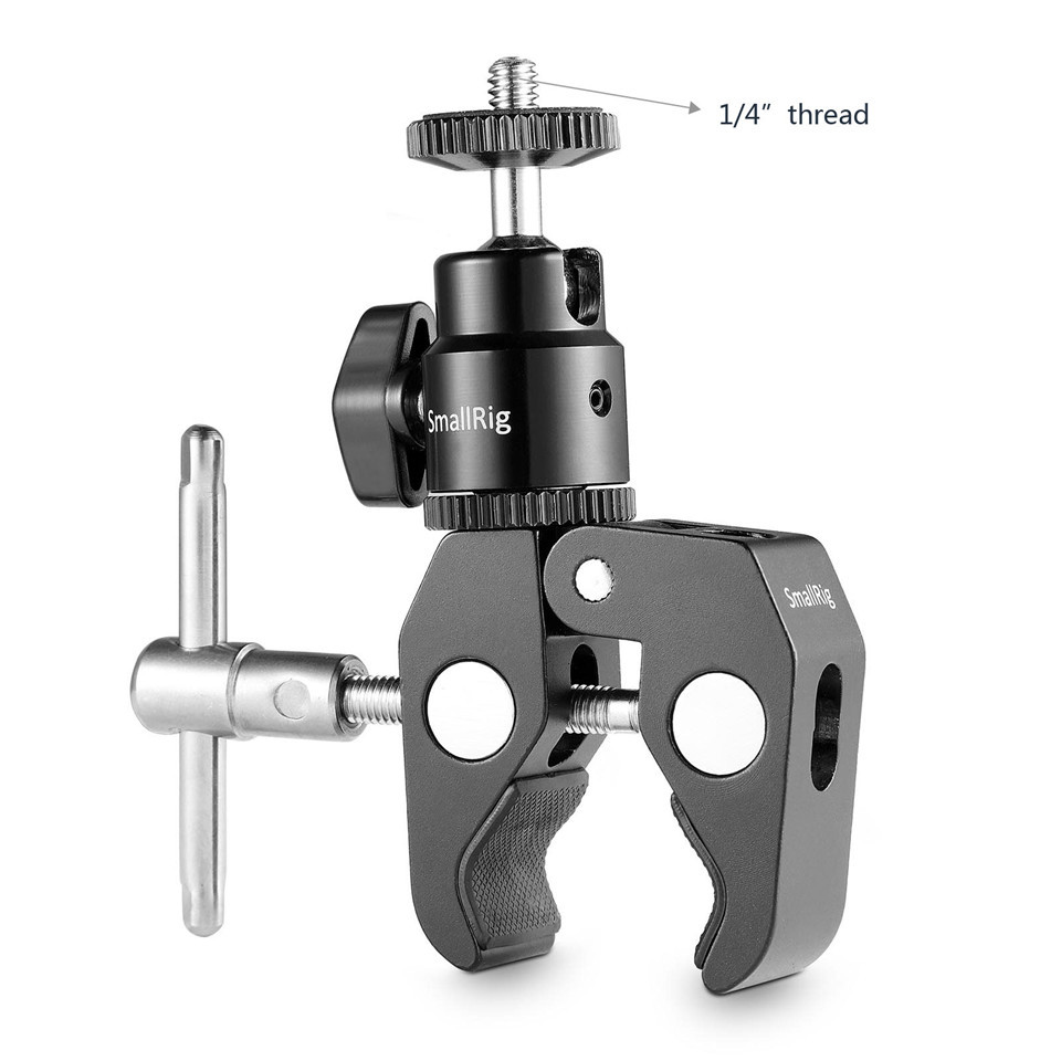 SmallRig-1124-Clamp-Mount-with-14quot-Screw-Ball-Head-Mount-Hot-Shoe-Adapter-Cool-Clamp-1733473