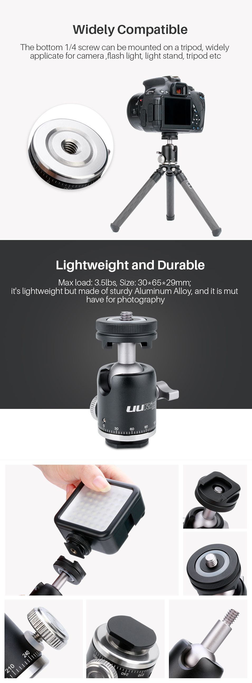 UUrig-R001-Cold-Shoe-14-Screw-2-In-1-Mini-Ballhead-Aluminum-Alloy-Camera-Ball-Head-for-Camera-Tripod-1536521