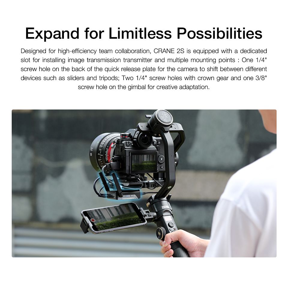 Zhiyun-Tech-CRANE-2S-3-Axis-Bluetooth-50-Handheld-Gimbal-Stabilizer-Standard-Kit-with-Tripod-for-DSL-1739827