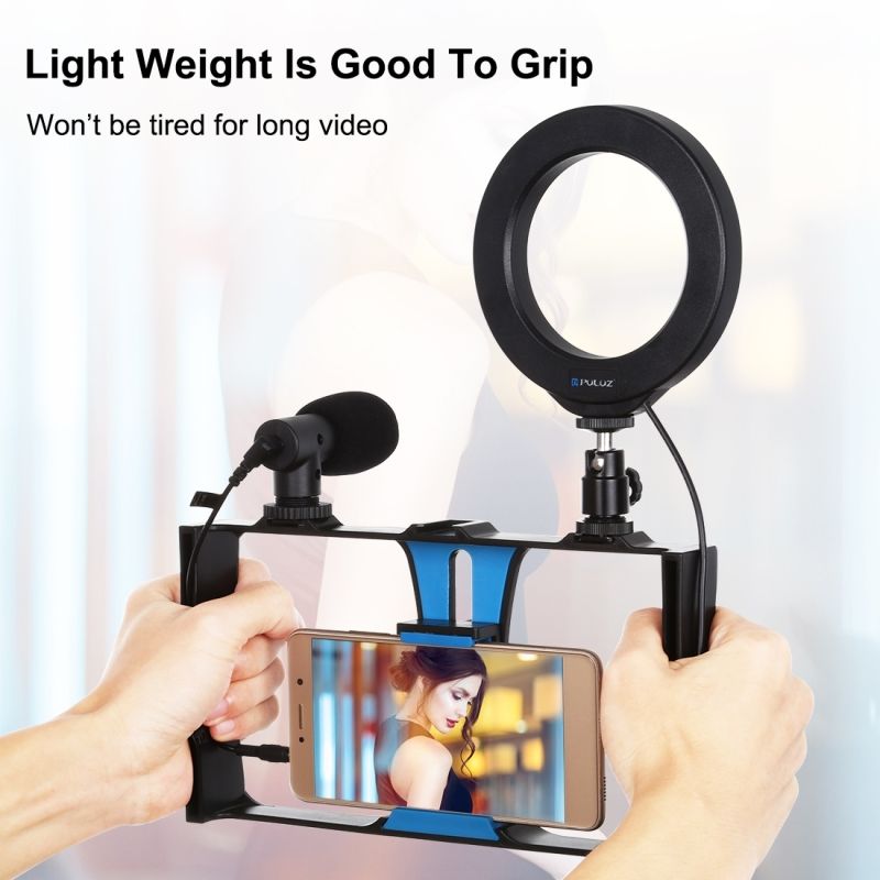 4-in-1-Vlogging-Live-Broadcast-Smartphone-Video-Rig-47-inch-RGBW-Selfie-Ring-Light--Microphone-Tripo-1749812