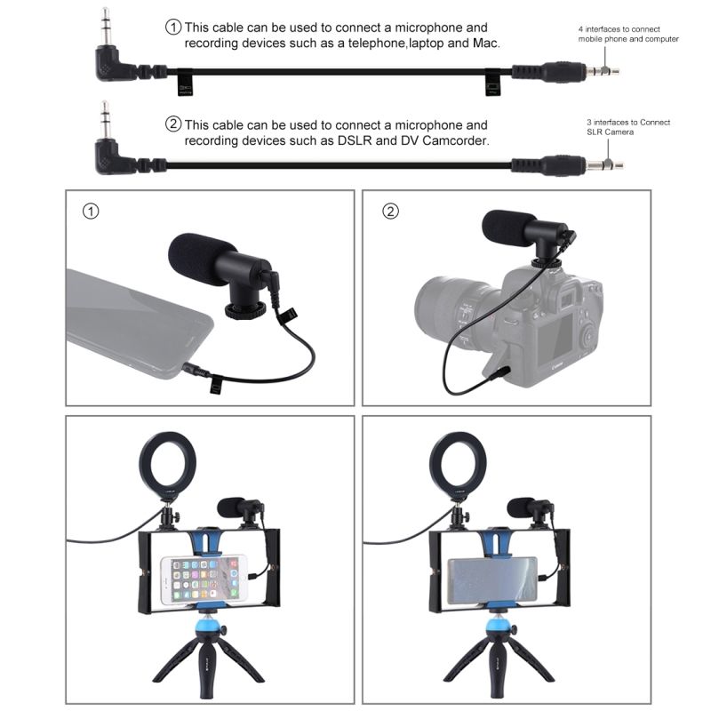 4-in-1-Vlogging-Live-Broadcast-Smartphone-Video-Rig-47-inch-RGBW-Selfie-Ring-Light--Microphone-Tripo-1749812