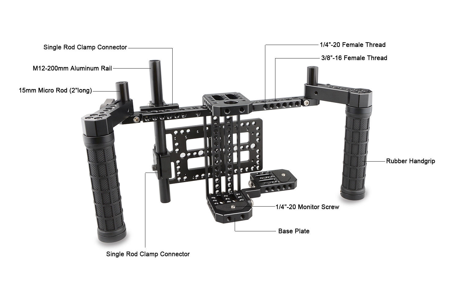 KEMO-C1757-Aluminum-Alloy-Adjustable-Cage-Stabilizer-Cheese-Plate-for-Camera-MonitorBattery-1433949