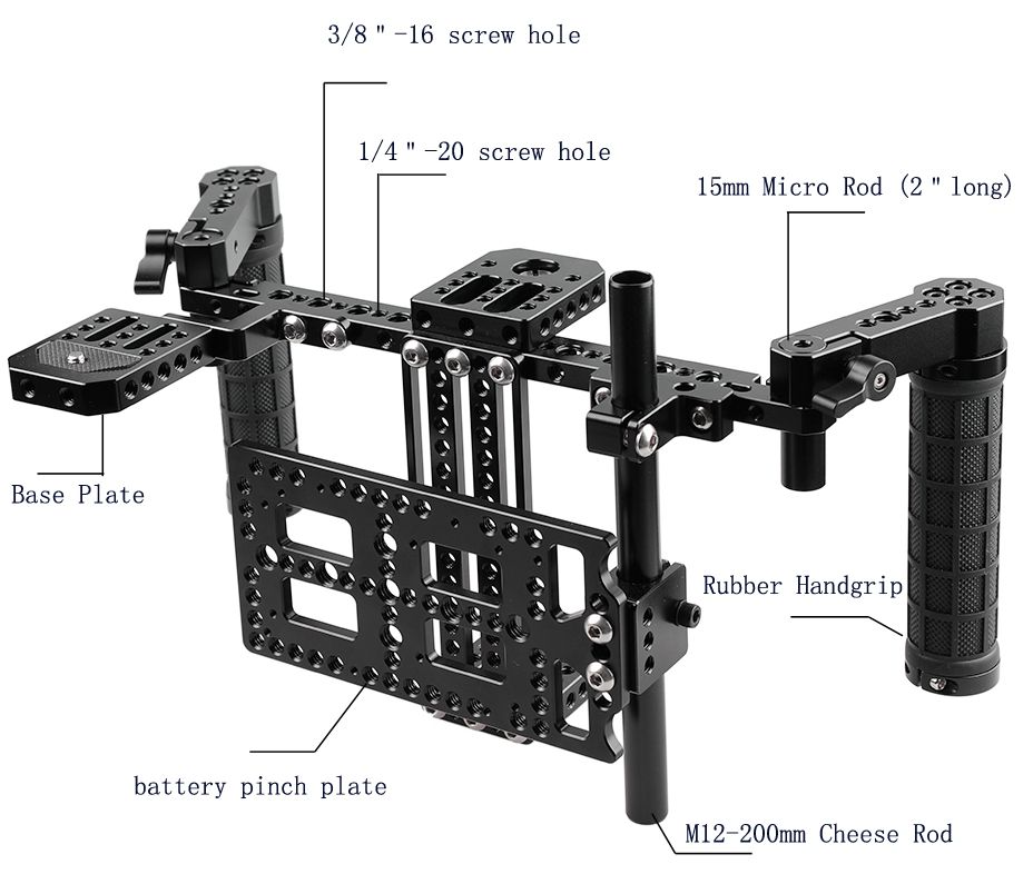 KEMO-C1757-Aluminum-Alloy-Adjustable-Cage-Stabilizer-Cheese-Plate-for-Camera-MonitorBattery-1433949