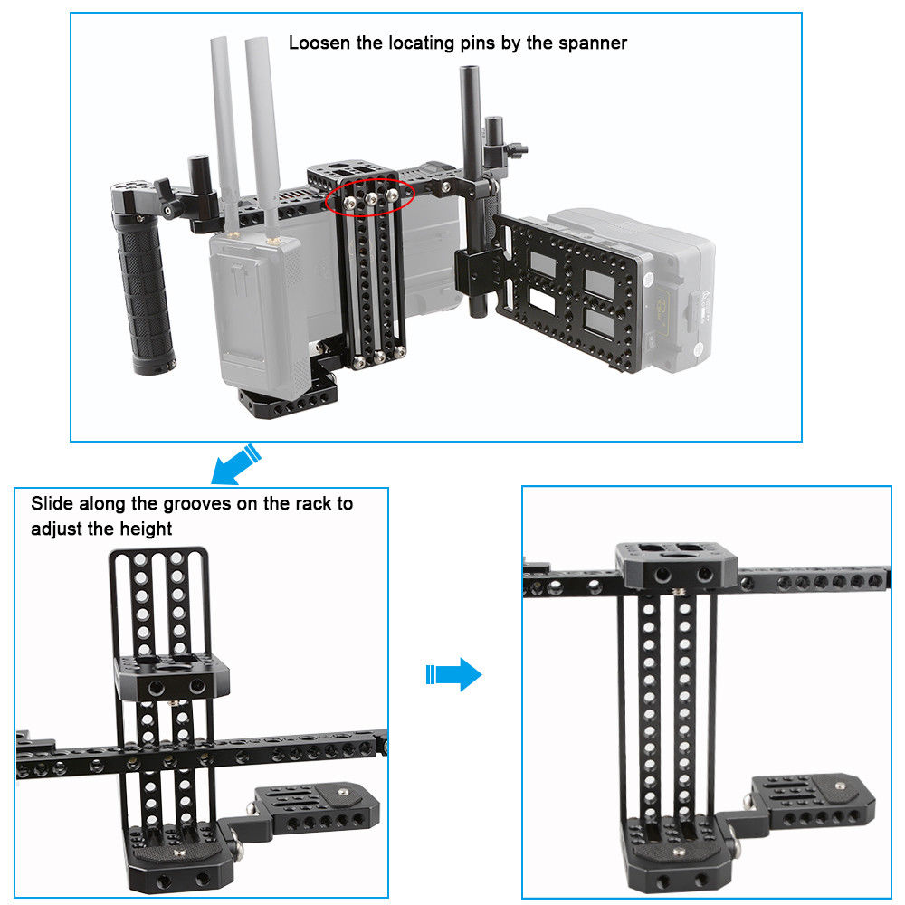 KEMO-C1757-Aluminum-Alloy-Adjustable-Cage-Stabilizer-Cheese-Plate-for-Camera-MonitorBattery-1433949