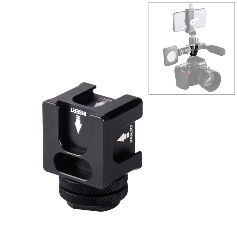 PULUZ-PU3032-4-Head-Hot-Shoe-Camera-Mount-Adapter-Microphone-Flash-Light-Aluminum-Alloy-Holder-Brack-1559051