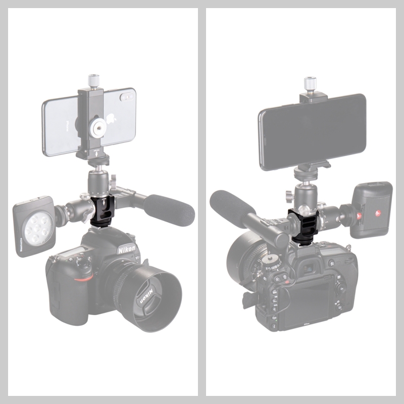 PULUZ-PU3032-4-Head-Hot-Shoe-Camera-Mount-Adapter-Microphone-Flash-Light-Aluminum-Alloy-Holder-Brack-1559051