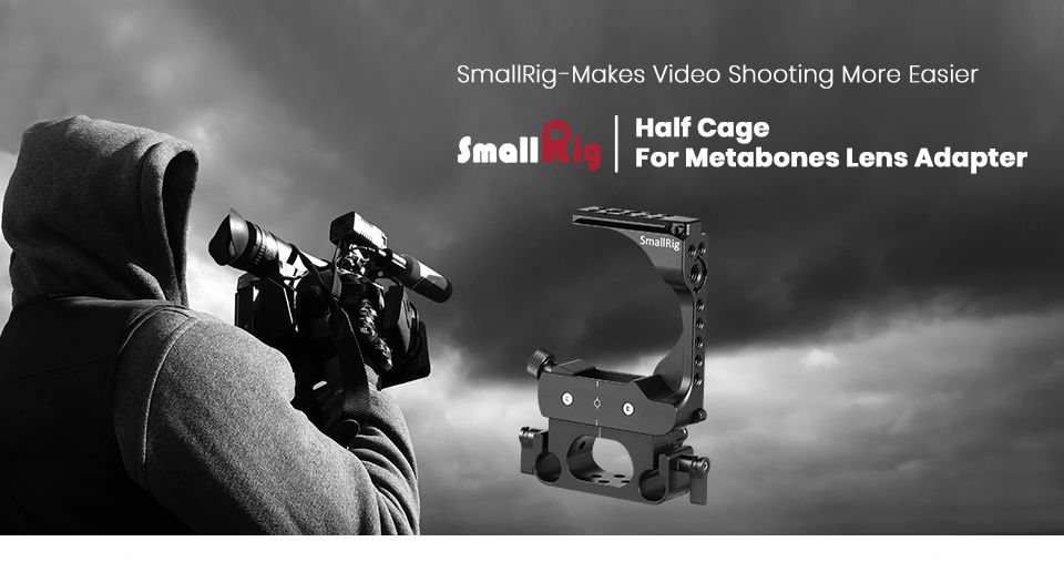 SmallRig-2033-Protective-Half-Camera-Cage-for-Metabones-Lens-Adapter-Quick-Release-Cage-with-Rod-Cla-1729275