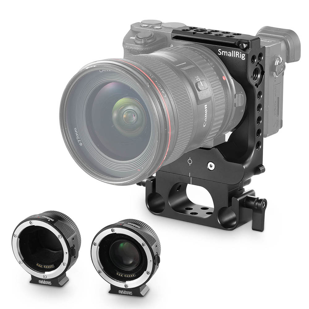 SmallRig-2033-Protective-Half-Camera-Cage-for-Metabones-Lens-Adapter-Quick-Release-Cage-with-Rod-Cla-1729275