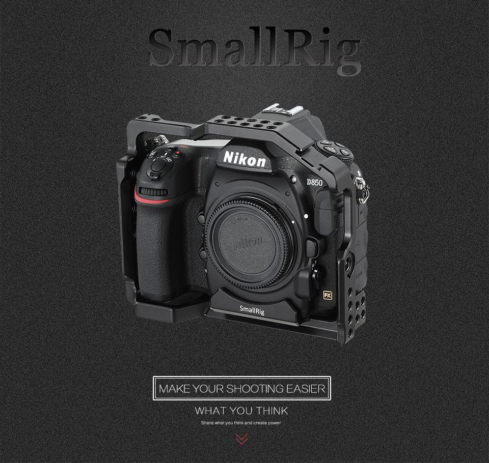 SmallRig-2129-D850-DSLR-Camera-Cage-for-Nikon-D850-With-Cold-Shoe-Mount-Arri-Locating-Holes-for-Diy--1728427