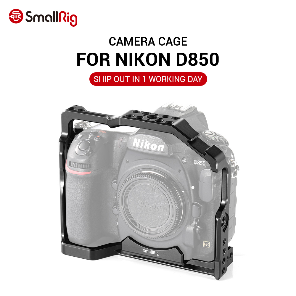 SmallRig-2129-D850-DSLR-Camera-Cage-for-Nikon-D850-With-Cold-Shoe-Mount-Arri-Locating-Holes-for-Diy--1728427