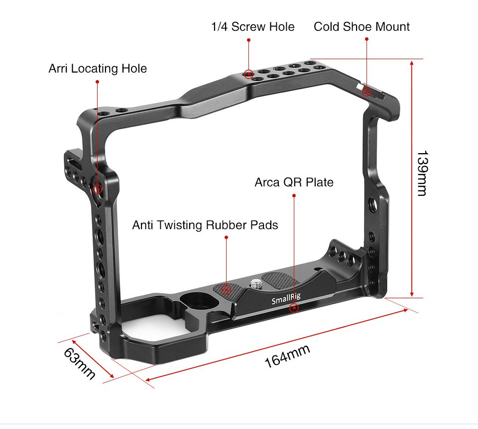 SmallRig-2129-D850-DSLR-Camera-Cage-for-Nikon-D850-With-Cold-Shoe-Mount-Arri-Locating-Holes-for-Diy--1728427