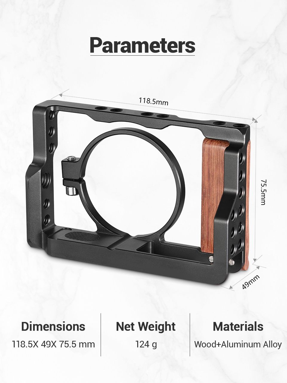 SmallRig-2225-RX100-M6-Camera-Cage-With-Wooden-Side-Handle-for-Sony-RX100-VI-DSLR-Cage-Wood-Hand-Gri-1725953